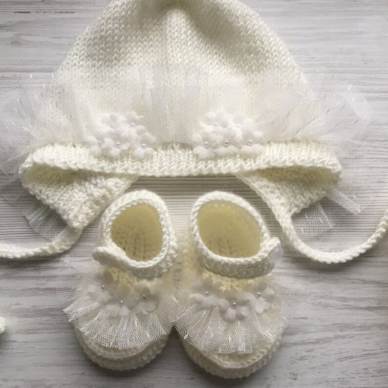 Robe de baptĂȘme bebe| Barbotteuse tricottĂ©e main