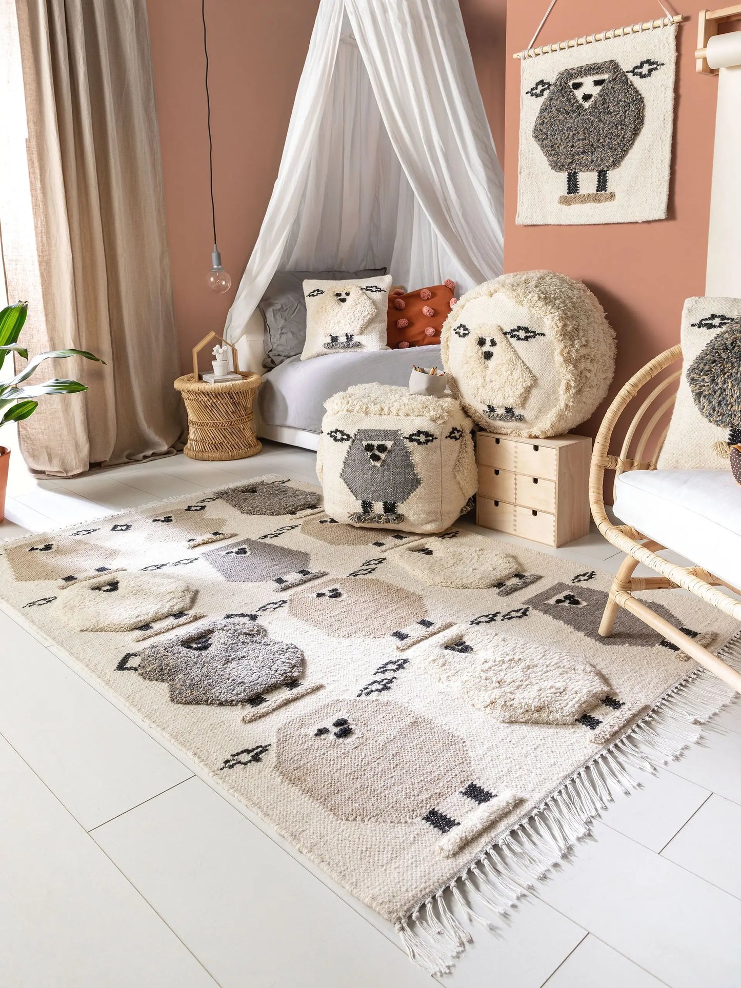 Tapis chambre enfant| tapis enfant fait main Benuta Shawn Ivoire