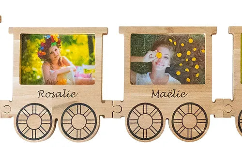 Cadre photo de naissance Train| Décoration La Caz'à Bois fait main