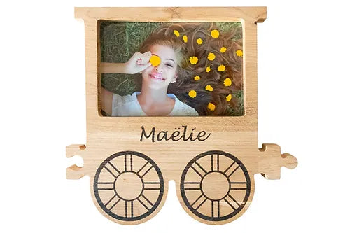 Cadre photo de naissance Train| Décoration La Caz'à Bois fait main
