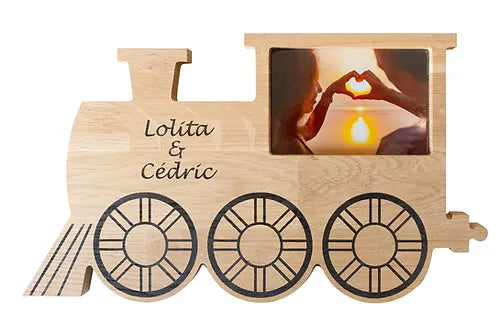 Cadre photo de naissance Train| Décoration La Caz'à Bois fait main