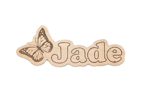 Plaque de porte personnalisĂ©e Papillon| Bois de chĂȘne entiĂšrement fait main