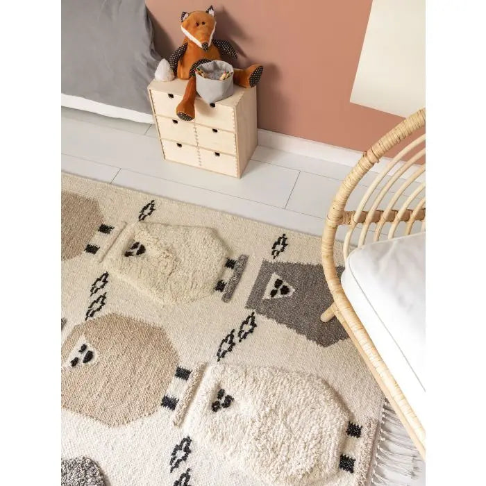 Tapis chambre enfant| tapis enfant fait main Benuta Shawn Ivoire