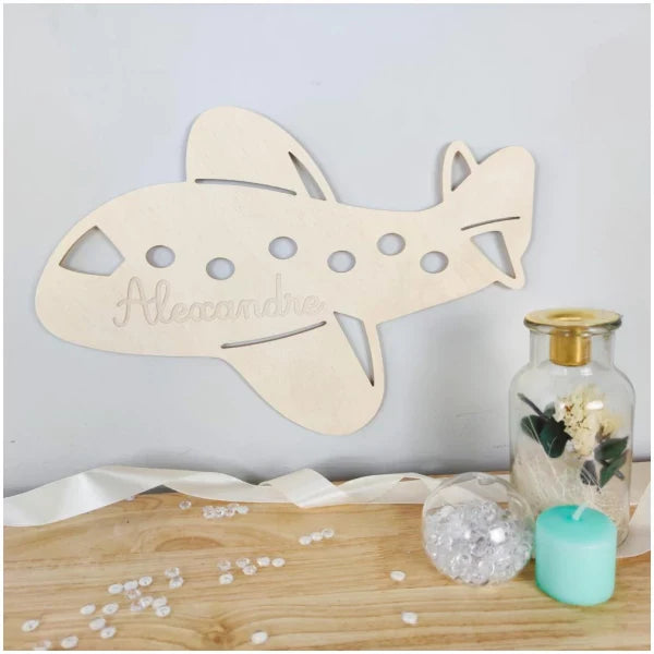 Veilleuse bébé bois| applique murale avion l'Usinette Bleue