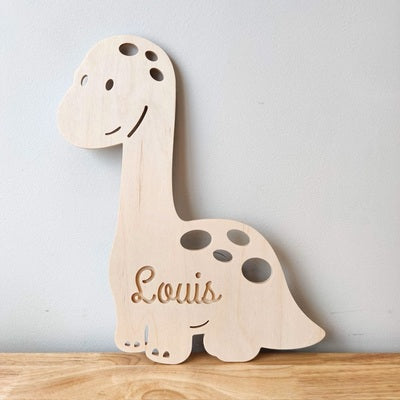 VEILLEUSE BEBE PERSONNALISABLE| VEILLEUSE ARTISANALE EN BOIS "DINO"